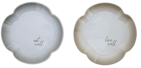 Pavilion Gift Company - Live & Eat - 6.5 Set Of Two Ceramic Appetizer Plates Neutral Ombre Kitchen Serveware Housewarming Gift Hostest Host Present