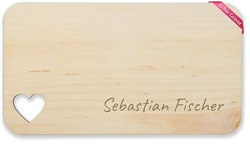 Holz Herz - Name - Personalisiertes Frühstücksbrettchen mit Namen Geschenke I - 22,5x12,5 - Holz - vesperbrett holzbrettchen zum gravieren frühstücksbrett schneidebrett personalisierte bretter