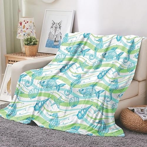 EHOMERY Kuscheldecke Orientalisch Decke Zum Selber Gestalten Kuscheldecke Jungen Warme Decken Für Die Couch Hülse Klimaanlagen-Decke Dekorative Weiche Kuscheldecken Grün 200x150cm