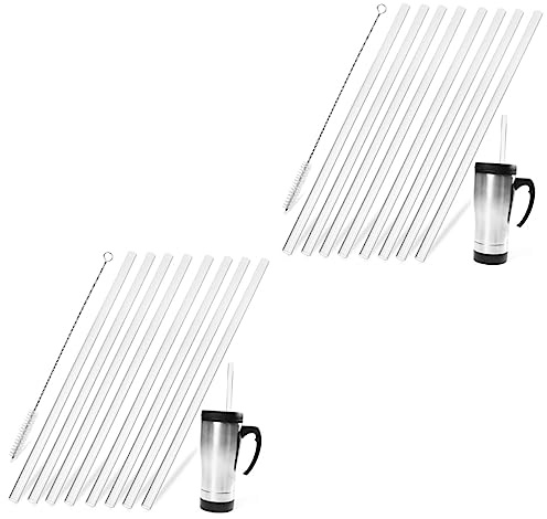 Mobestech 16pcs Reusable Straws Replacement Silicone Straws Cleaning Brush Long for Tumbler Water Bottle Cups