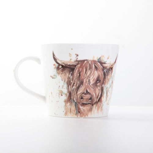 Meg Hawkins Highland Cow Animal Watercolour Design Bone China Mug in Box