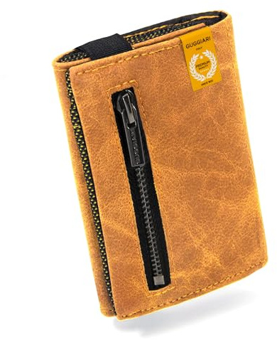 GUGGIARI® Slim Wallet mit Münzfach aus Microfaser Jacquard mit RFID Schutz - Schlankes Portemonnaie für Kreditkarten - Kreditkartenetui - Brieftasche für unterwegs