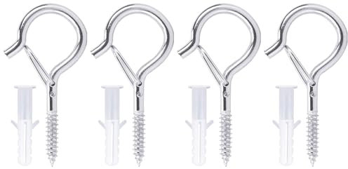 ASFWAGQ Gancio a vite in acciaio inox, gancio da soffitto con viti, gancio da avvitare per amache, fioriere, decorazione natalizia, rete per gatti (4, M8)