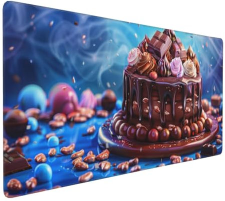Gaming Mauspad XXL Kaffee Mousepad 1000x500x4mm Kuchen Verlängertes Mauspad Schreibtischauflage,Genähte Kanten Mauspad,Verbessert Präzision und Geschwindigkeit Wasserdicht Geeignet für Büro und Spiele