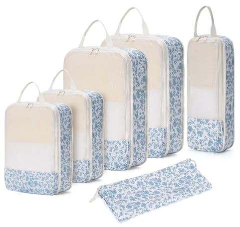 Narwey Kompressionskuber för resväska och ryggsäck, 6 st resekompressionspackkuber, packkuber, organisatör, set för handbagage