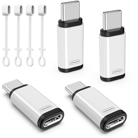TiMOVO para Lightn-ing a USB C Adaptador,4 PZS Adaptador USB C Macho a Lighting Hembra con Carga Rápida de 36W y Sincronización de Datos para i-Phone 15/16 Serie,S24/23,i-Pad,NO para Audio/OTG,Blanco