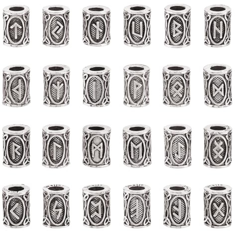 DICOSMETIC 24 Stück 24 Stil Legierung Säule Spacer Perlen 13x8.5mm Antik Silber Europäische Perlen Große Metall Haarperlen Für Zöpfe Metallrohrperlen Für Schmuckherstellung Bohrung: 5.2mm