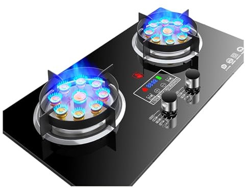 Cuisinière à gaz 2 brûleurs 5,2 KW, minuterie indépendante bilatérale de 99 Minutes, Dispositif de Protection Contre Les extinctions accidentelles (GPL Une Couleur)
