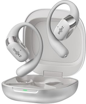 SHOKZ OpenFit 2+ Open-Ear Headphones, Wireless Bluetooth Headsets, Dolby Audio Enabled, Comfortable Earbuds with Soft Hooks, 48H Playtime, IP55 Water-Resistant, USB-C & Wireless Fast Charging, Grey