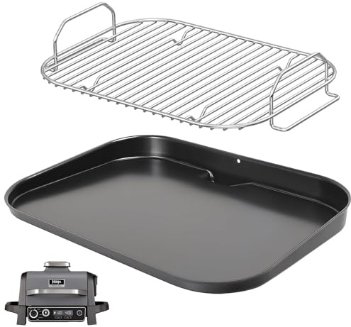 WELL GRILL Plaque plate et grille anti-adhésive pour barbecue Ninja Woodfire série OG700, plaque de cuisson en acier inoxydable, accessoires pour barbecue Ninja Outdoor 7 en 1 OG701UK OG751UKAMZ