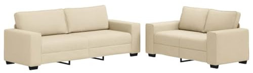 vidaXL Set di Divani 2 pz con Cuscini Crema in Tessuto