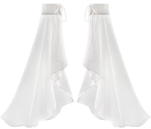 RUNRAYAY Weiße, lange Tüll-Ärmel, Gothic-Chiffon-Handschuhe für Damen, abnehmbare Ärmel, für Hochzeiten, Partys, Renaissance-Kostüme