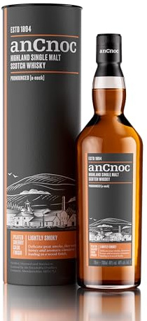 AN CNOC - Peated Sherry - Single Malt Whisky - Origine : Ecosse/Highlands - Profil doux et complexe - Tourbe délicate - Alcool 40% - 70cl