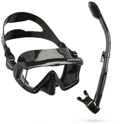 SRKATI Vollgesichtsmaske Schwimmen Tauchen Maske Schnorcheln Scuba Schnorchel gehärtetem Glas DREI-Linse für Erwachsene(All Black)