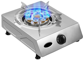 Cuisinière à gaz d'intérieur, cuisinière simple à neuf brûleurs en cuivre pur, cuisinière simple à gaz en acier inoxydable, for la maison, le restaurant extérieur, la cantine(NG)