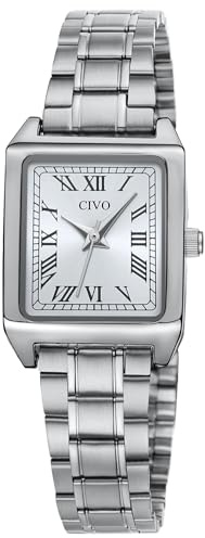 CIVO Klein Damen Uhr Modern: Silber Edelstahl Analog Wasserdicht für Beruf Freizeit und modebewusste Frauen