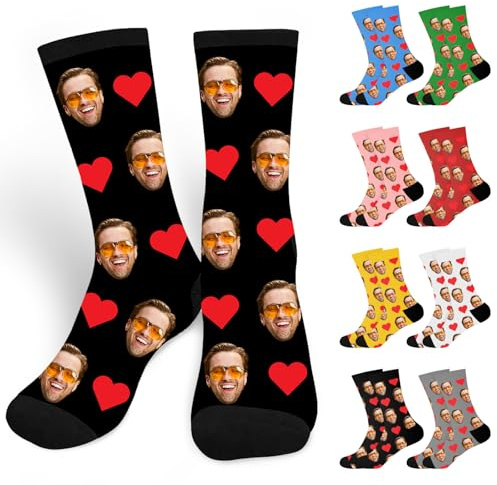 JONZIN Chaussettes Personnalisées avec Photo-Chaussettes Humoristiques Personnalisé avec Votre Visage, Cadeaux de Noël Personnalisés pour Hommes et Femmes (Bouche)