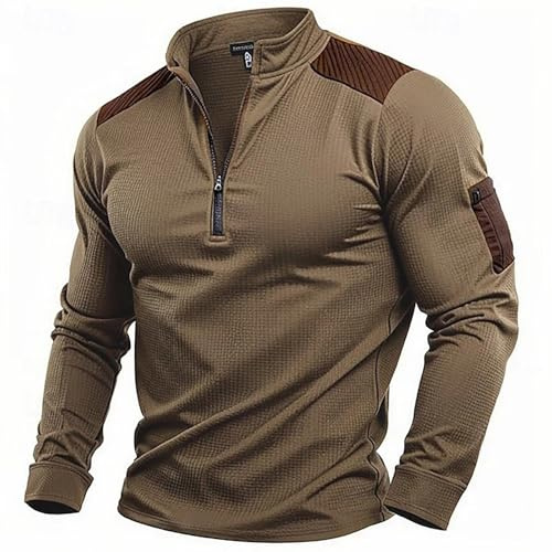 Generisch Camisa Táctica de Combate para Hombre de Manga Larga con Cremallera y Cuello de Punto Flecktarn de Ajuste Estrecho Camuflaje para Paintball Airsoft Ejército Camisa de la Bundeswehr T-Shirt