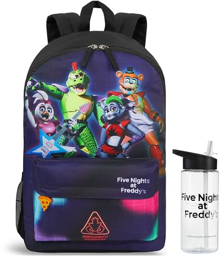 Get Trend Five Nights at Freddy's Sac a Dos avec Gourde Garcon, FNAF Fermeture Eclair Cartable et Gourde sans BPA 500ml, Cadeau Garcon (Multi FNAF)