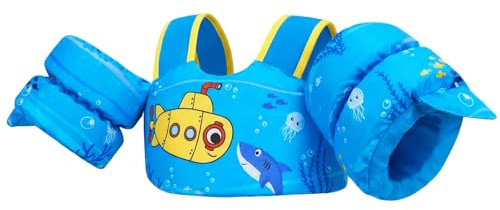 Gogokids Baby flytväst med simvingar för 15–30 kg, EN 13138-1, certifierat simhjälpmedel för barn från 2–6 år, simnudlar för småbarn med armvingar för pool, strand och simning