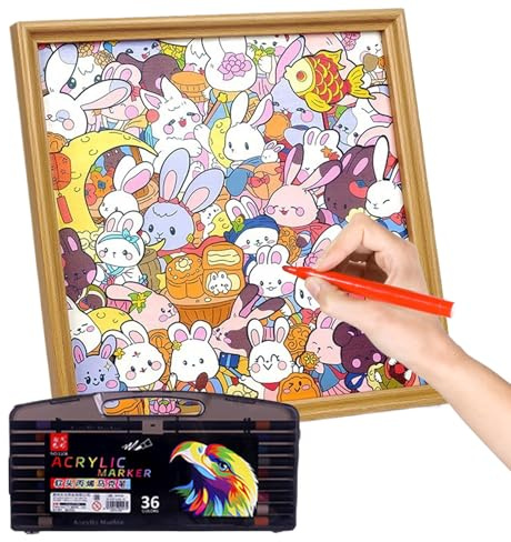 Jeu De Puzzle en Bois – Cadre Photo Lapin 30 X 30 Cm | Jeux De Puzzle pour À Colorier Peints À La Main | pour 6-12 Ans D'âge Préscolaire Garçons Filles Anniversaire Vacances Voyag