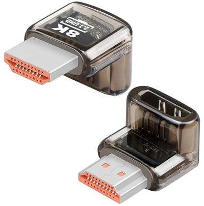 YANBORONSN 8K HDTV 2.1-adapter, 90 graders nedåtvinklad hane till hona HDTV-adapter Stöder 8K@60Hz, 4K@120Hz för TV-box, projektor, TV, bärbar dator (2-pack)