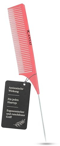 KANSAI Premium Strähnenkamm mit Nadelstiel I Leicht & komfortabel I Patentierte Zahnung für schnelleres Strähnen machen I Antistatisch & rutschfester Griff I Grobzahniger Kamm für Locken & Styling