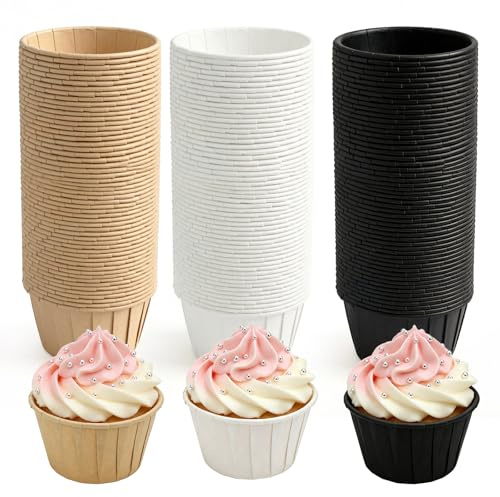 RunXinDa 180 Stk Muffinförmchen 3 Farben | Antihaft und hitzebeständig bis 220°C, hochwertiges Papier, ideal für Cupcakes, Halloween und Partys.