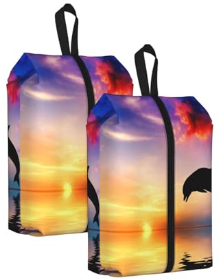Salto del delfino， Confezione da 2 borse porta scarpe da viaggio, borse porta scarpe impermeabili, organizer per scarpe da viaggio e per la casa