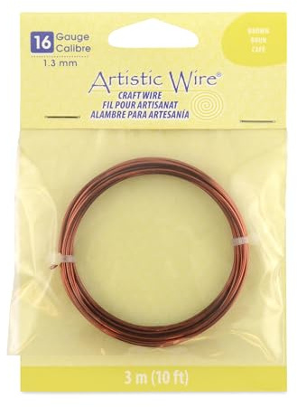EURO TOOL Tarnish Resistant Colored Copper Craft Wire, Brown, 16 Gauge / 1.3 mm