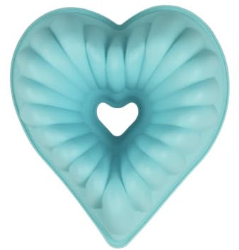 GMMH Extra große Backform in Herzform aus Silikon XXL Kuchen (Blau) Kuchenform zum Backen, 30 cm Brotbackform für Hochzeiten oder Valentinstag, Herz Gugelhupf Napfkuchen Kugelhupf