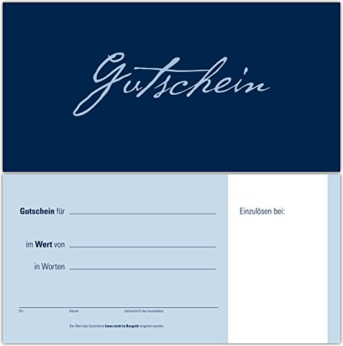 50 Gutscheine Gutscheinkarten Geschenkgutscheine – edel neutral Dunkelblau-Hellblau