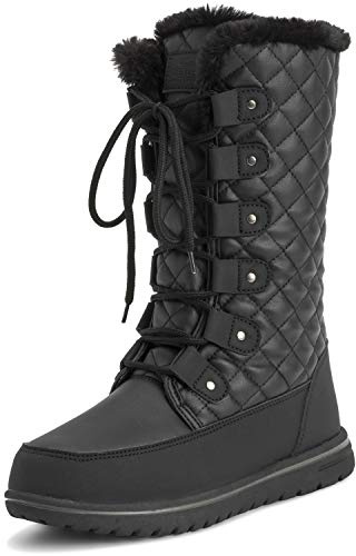 Polar Boot Mujer Alto Durable Piel Sintética Invierno Lluvia Nieve Impermeable Al Aire Libre Becerro Botas - 8 - BLK41 AYC0533