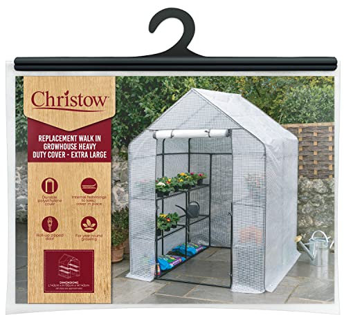 Christow Walk In Greenhouse Cover Replacement, Reinforced Growhouse Cover, H195cm x W143cm x D143cm, Heavy Duty COVER ONLY