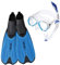 Seac Unisex-Adult Spinta Set mit Schuh-Flossen, Unterwassertauchmaske und Spritzschutz-Schnorchel für Erwachsene und Kinder, blau, 38/39