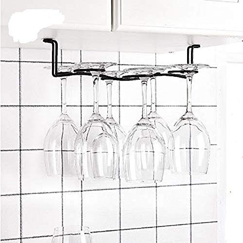 FLTRADE Weinglashalter Gläserhalter Weinglas Rack - Eisen Stielgläser Halter Unter Schrank,Retro Weinregale Edelstahl Regal Cup Hangers Rack Halter mit Schrauben für Bar Küche Zuhause bis zu 6 Gläser