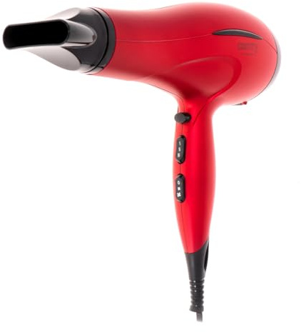 CAMRY CR 2253 Föhn mit Diffusor, Stylingdüse, 2600 W, leichter Haartrockner mit bequemem Griff, Reisehaartrockner mit Temperaturschalter, Rot