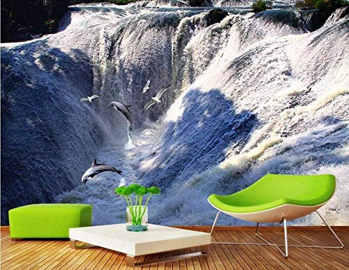 XHXI Papel tapiz fotográfico Cascada Montaña Agua Paisaje Papel tapiz fotográfico Mural Papel tapiz con motivos Papel tapiz papel Pintado de pared tapiz Decoración dormitorio Fotomural-350cm×256cm
