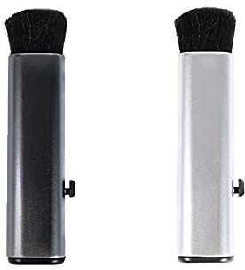 Computer keyboard cleaning brush set (2-piece set) - an expandable soft bristle dust removal tool suitable for car air conditioning vents, dashboard gaps, and cracks - designed in silver and gray