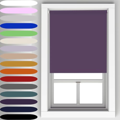 Caecus Aubergine Blackout Roller Blinds Made To Measure Window Blinds Easy Fit Child Safe Thermal Properties Home Office Fitting Included Up To 60cm Width x Up To 160cm Drop