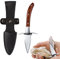 KINHARD Ouvre-huîtres, Ouvre-huîtres avec Protège-main, Manche en Bois Approprié en Acier Inoxydable, pour Crustacés, Fruits de Mer, Outils