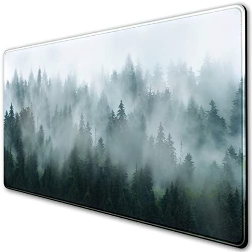 Misty Forest Grand tapis de souris de jeu étendu XXL antidérapant avec bords cousus pour clavier d'ordinateur 80 x 40 cm