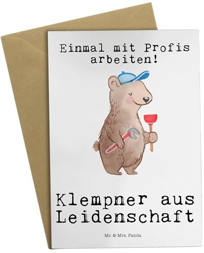 Mr. & Mrs. Panda Grußkarte Klempner Leidenschaft - Geschenk, Installateur, osterkarten, Handwerker, hochzeitskarten, Witzig, dankeskarten, einladungskarten, Spruch, Gesellenprüfung, weihnachtskarten