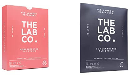 The Lab Co. Laundry Detergent Strips Sheets for Hand and Machine Washing 64 Loads & Laundry Detergent Strips Sheets Eco Ultra-Concentrated Non-Bio Relaxing Fragrance Cotton & Jasmine
