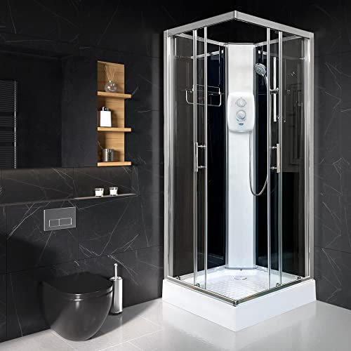Vidalux Pure E Square 900 x 900 Black Electric Shower Cabin STD 8.5KW