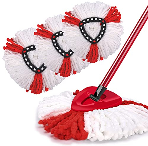 3 Pack Triangle Spin Reusable Mop Heads, Compatible with Vileda 2 in 1 Turbo Mop Heads Replacement