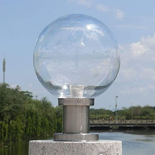 AAOTE Illuminazione acrilica a Forma di Palla per Esterni Luce per Recinzione da Giardino Illuminazione a Colonna per Parco Lampade a Colonna con Base in Acciaio Inossidabile Lampione Stradale