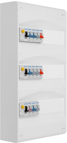 EATON - Tableau 3 rangées pré-équipé 2 inter. diff. 40A + 1 inter. diff. 63A + 11 disjoncteurs