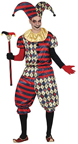 FIESTAS GUIRCA Diamant Harlekin Halloween-kostym för män – Clown Jester maskeradkostymer för män vuxen storlek M 38–40