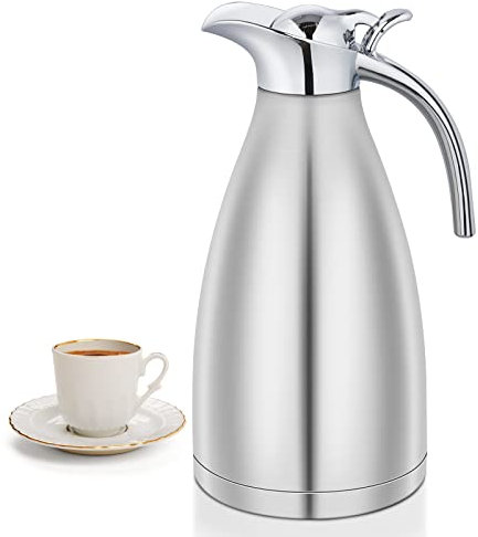 2 Liter Stainless Steel Thermal Carafe, Insulated Teapot for Keeping Juice/Milk/Tea/Coffee